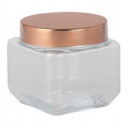 Porta Mantimento 790ml 11x11cm Quadrado Com Tampa Cobre